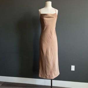 Banana Republic Satin Slip Dress XS Nude Minimal Capsule Layering Chic